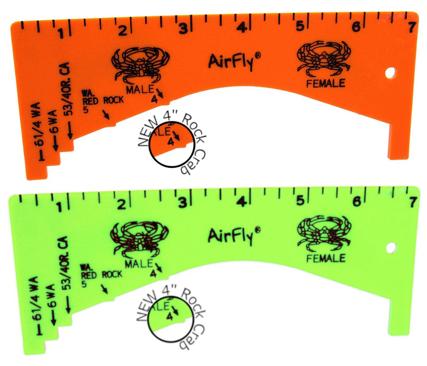 AirFly Dungeness Crab Gauge - Measure for California, Washington & Oregon - Orange