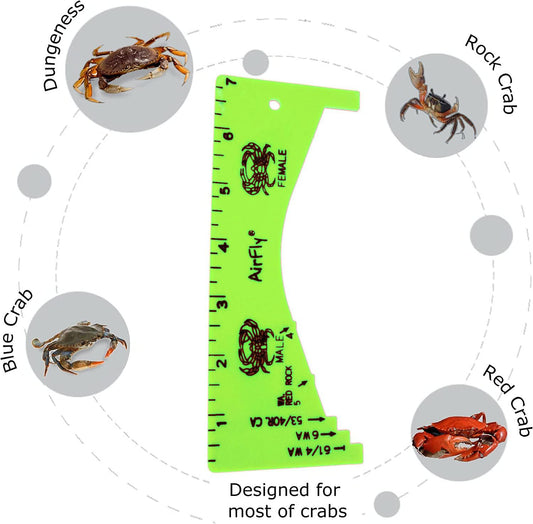 AirFly Dungeness Crab Gauge - Measure for California, Washington & Oregon - Green