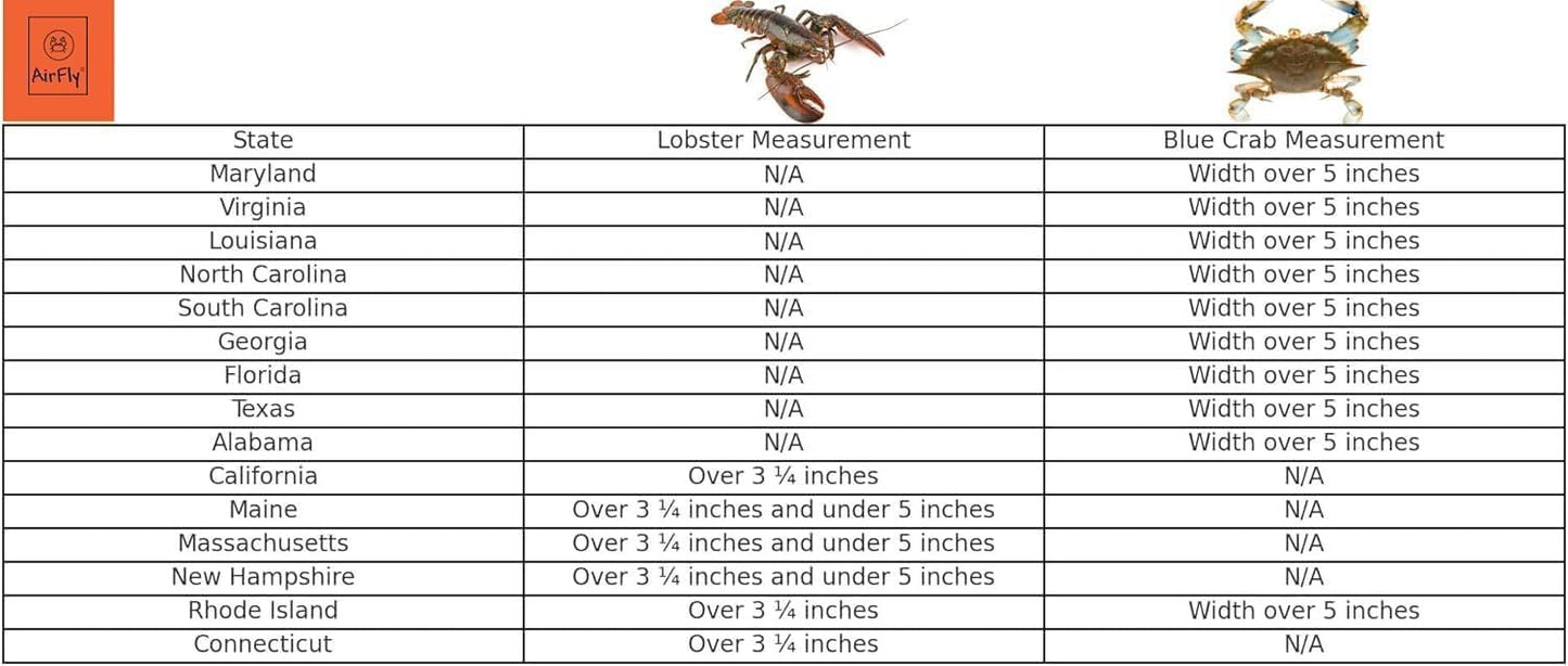 AirFly Aluminum Crab & Lobster Gauge – All-in-One Measuring Tool for Dungeness, Blue, Rock Crab & Lobster (3” to 5-3/4”) – Rust-Resistant Ruler for CA, East Coast, Gulf & Canada – Designed in USA