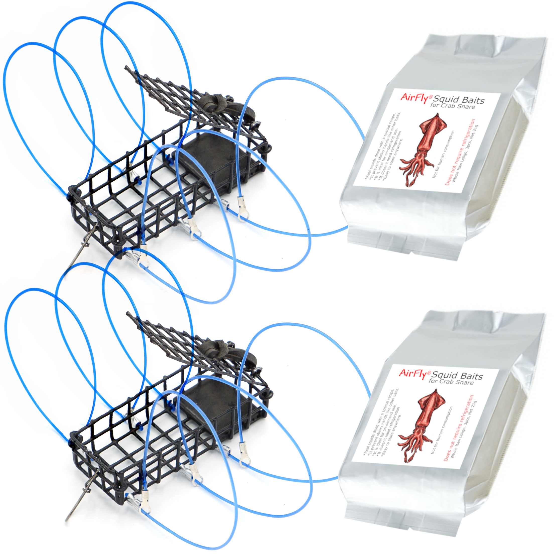 Windyun 2 Set Foldable Blue Crab Trap with Bait Clip and Orange Braided  Line Crab Trap Crabjaw Crab Snare Crab Nets for Crabbing Crab Lobster Fish
