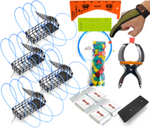 Load image into Gallery viewer, AirFly 6-Loops 5oz Crab Trap for Fishing Pole: Catches Dungeness, Rock & Blue Crabs, 4pcs + Gauge + Glove + 6oz Weight + Claw Binding Tool + Assorted Claw Bands + 6 Loops Reserve + Squid Baits, 4pcs + Mackerel Baits, 4pcs