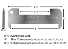 Load image into Gallery viewer, AirFly Aluminum Lobster and Blue Crab Gauge for California, Maine, MA, NH, RI, CT, MP, AL, FL, GA, MD, VA, NC, SC, LA, TX, Canada, 5", 3 1/4"