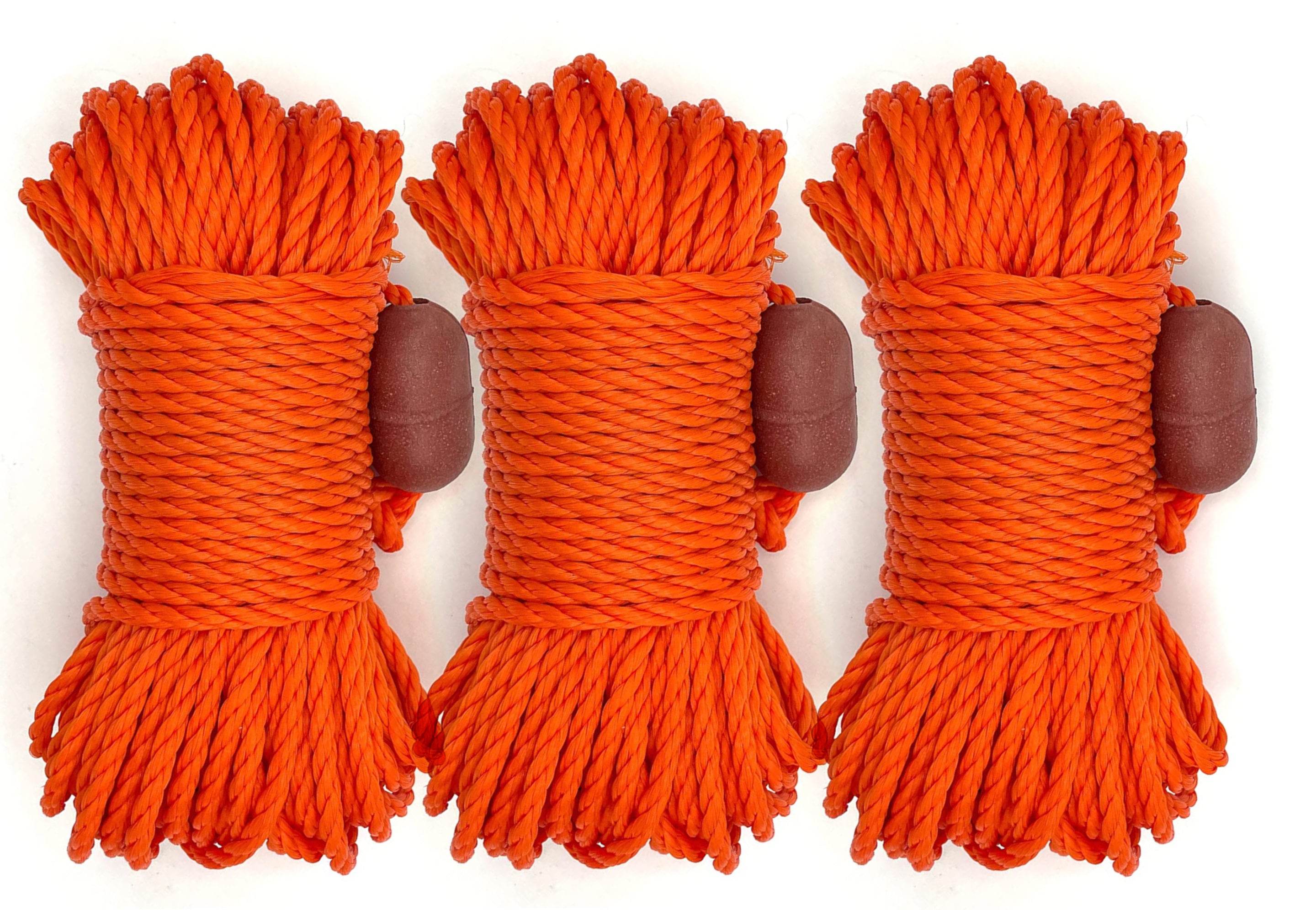 AirFly Poly Line Rope and Float for Crab Trap, Lobster Trap, Prawn Trap,  100 Feet, 1/4 Inch, Orange, 3 pieces