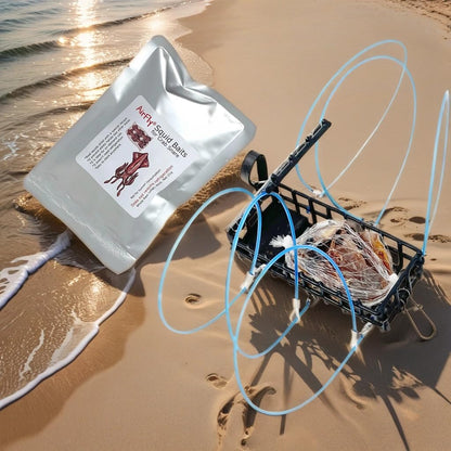 AirFly Real Dried Squid Bait in Mesh Net for Crab Snares & Traps, Easy & Powerful Crab Trap Attractant, Ready-to-Use, No Refrigeration (4 Packs)
