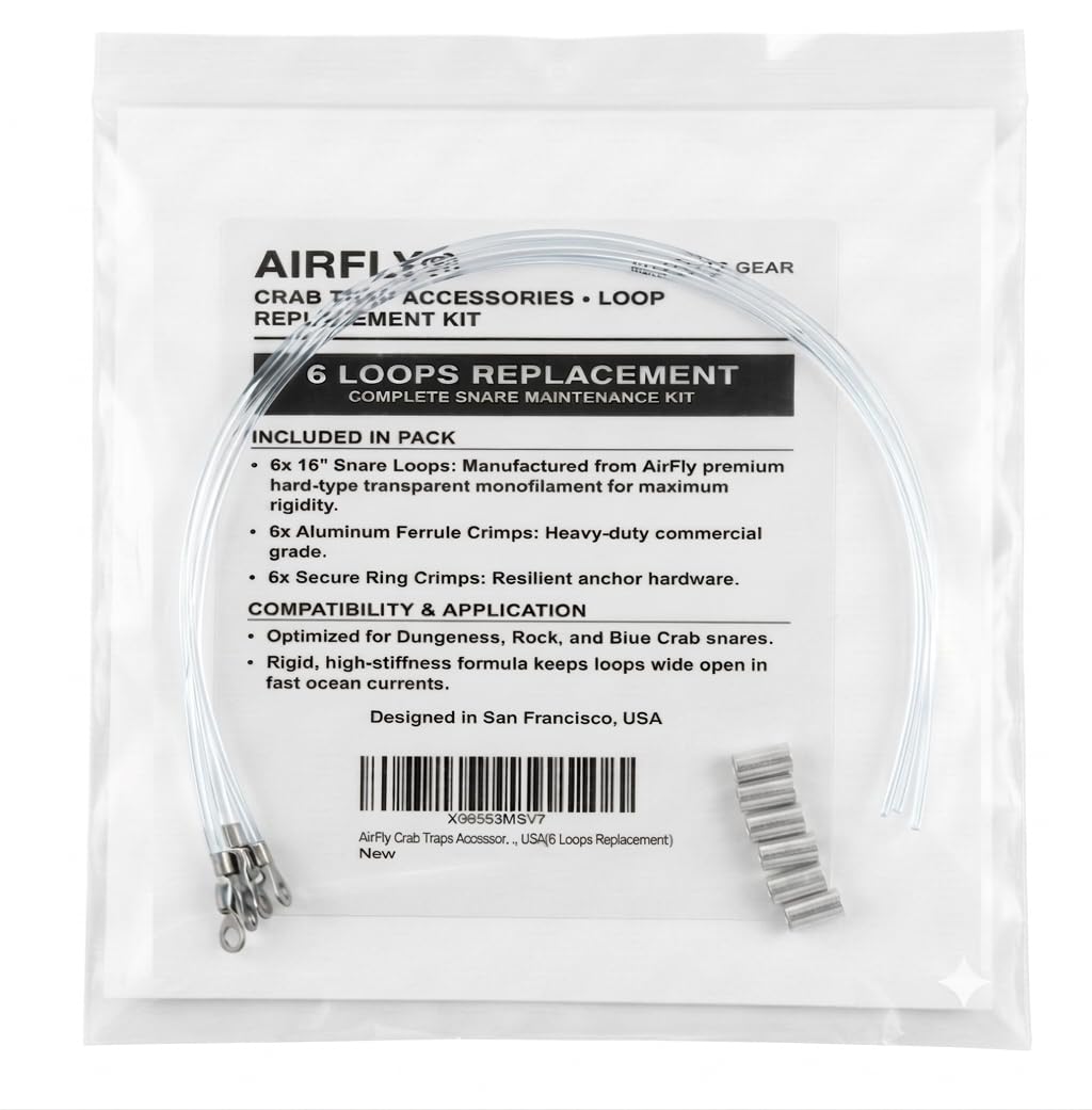 AirFly Crab Traps Accessories for Dungeness, Rock and Blue Crab. Designed in San Francisco, USA(6 Loops Replacement)