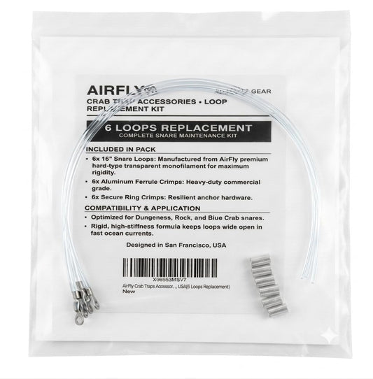 AirFly Crab Traps Accessories for Dungeness, Rock and Blue Crab. Designed in San Francisco, USA(6 Loops Replacement)