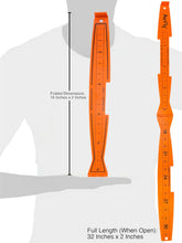 Load image into Gallery viewer, AirFly Folding Fish Measuring Board – 32in Ruler with Built-in 3.25”, 5”, 5.75” Gauges – Dungeness, Blue Crab, Lobster – Ruler for Boat, Shore, Kayak – Orange, Designed in USA
