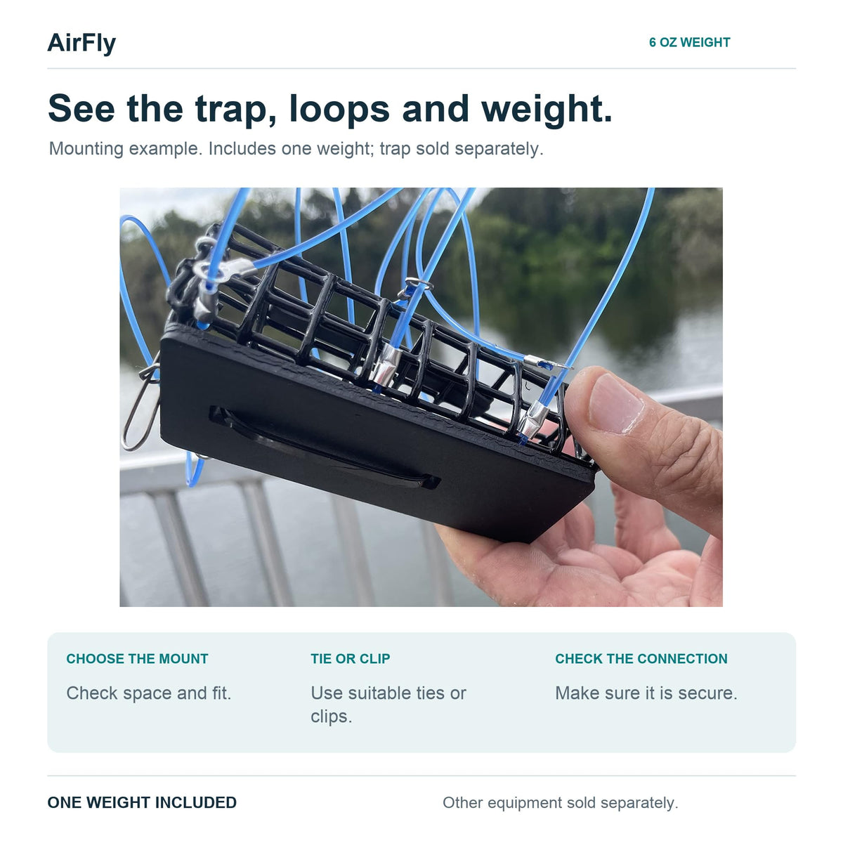 AirFly 6 oz Lead-Free Crab Trap Weight, Flat Vinyl-Coated Sinker - Two Tie Holes, for Castable Traps, Crab Snares, Hoop 