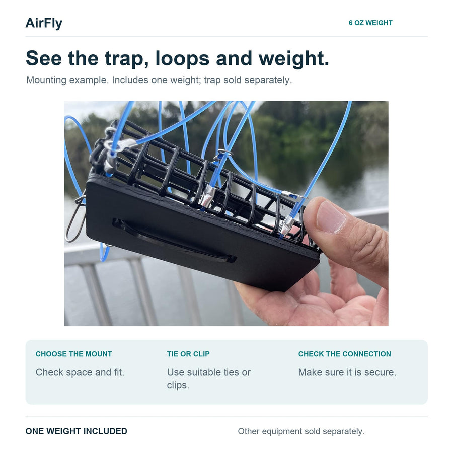 AirFly 6 oz Lead-Free Crab Trap Weight, Flat Vinyl-Coated Sinker - Two Tie Holes, for Castable Traps, Crab Snares, Hoop 