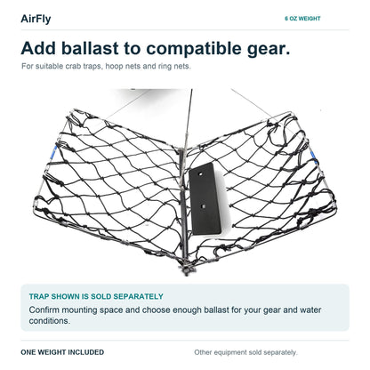 AirFly 6 oz Lead-Free Crab Trap Weight, Flat Vinyl-Coated Sinker - Two Tie Holes, for Castable Traps, Crab Snares, Hoop 