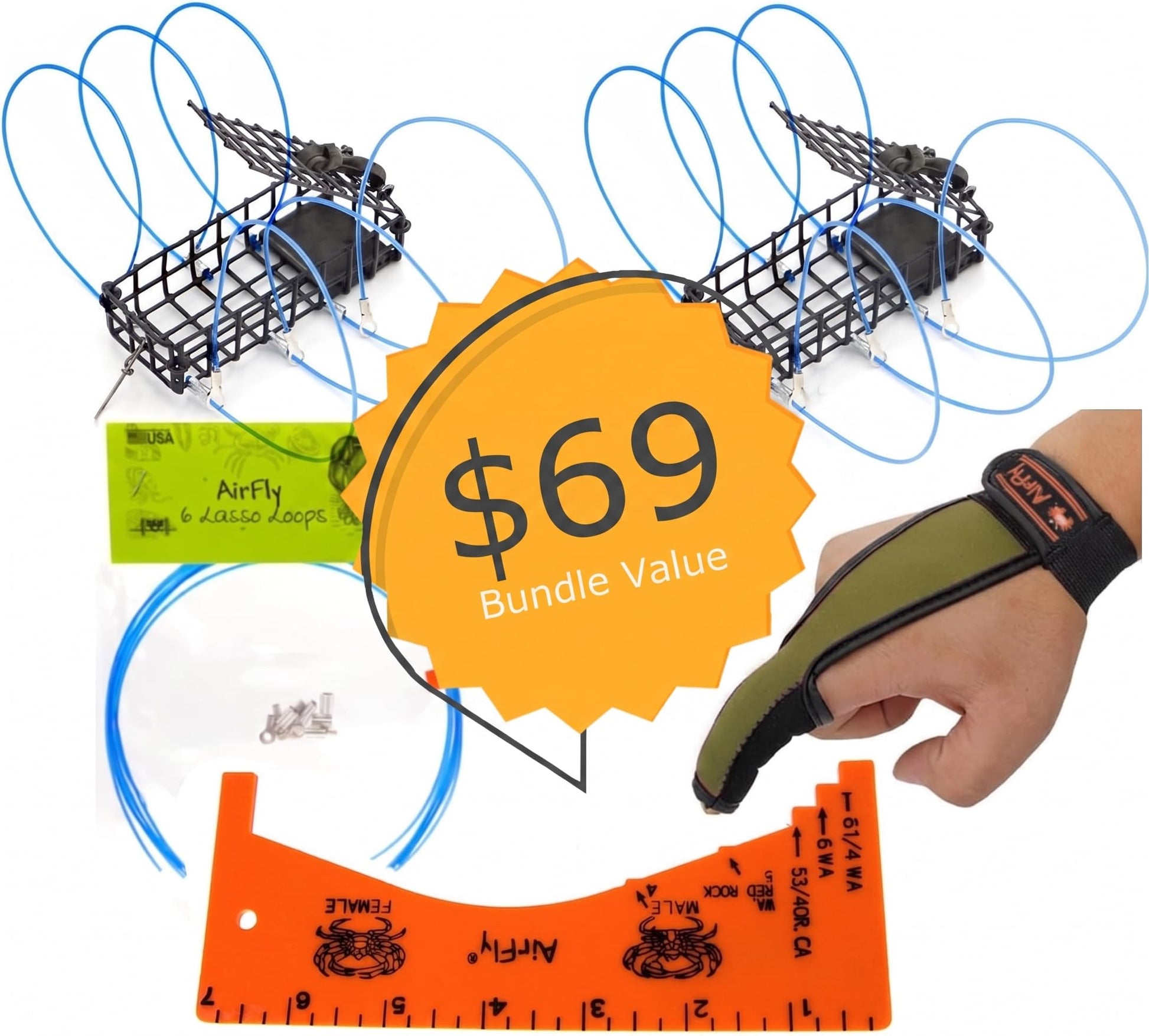 AirFly Crab Snare 2-Pack with Gauge & Glove