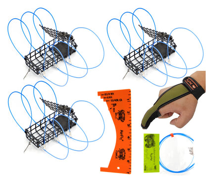 AirFly Crab Trap Snares Standard 3 Pack with 6 Replacement Loops Gauge & Glove, Gauge