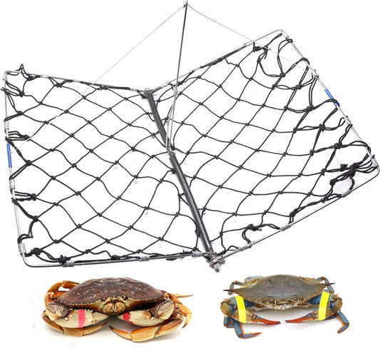 AirFly Foldable Castable Crab Trap - Crab Hawk & Crab Jaw Star Trap with Bait Clip - Portable Fishing Rod Crab Pot for Blue Crabs & Dungeness - Designed in USA