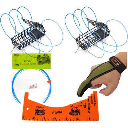 AirFly Crab Traps For Fishing Line, 2 Pack with Replacement Loops, Gauge, Glove