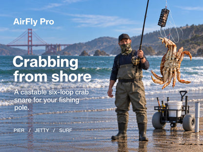 AirFly Castable Dungeness Crab Trap for Fishing Pole, 6 Loops + Sinker