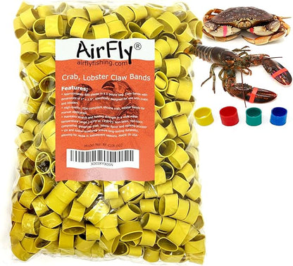 AirFly Crab, Lobster Claw Rubber Bands, Protect Lobsters & Crabs, Cook Safe FDA-Compliant Silicone, Made in USA - 600 pcs - Yellow