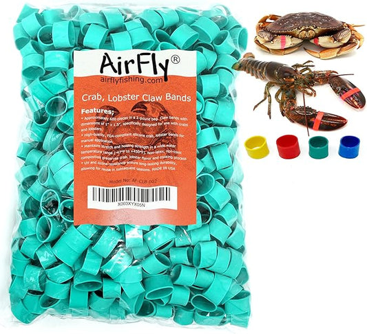 AirFly Crab, Lobster Claw Rubber Bands, Protect Lobsters & Crabs, Cook Safe FDA-Compliant Silicone, Made in USA - 600 pcs - Green