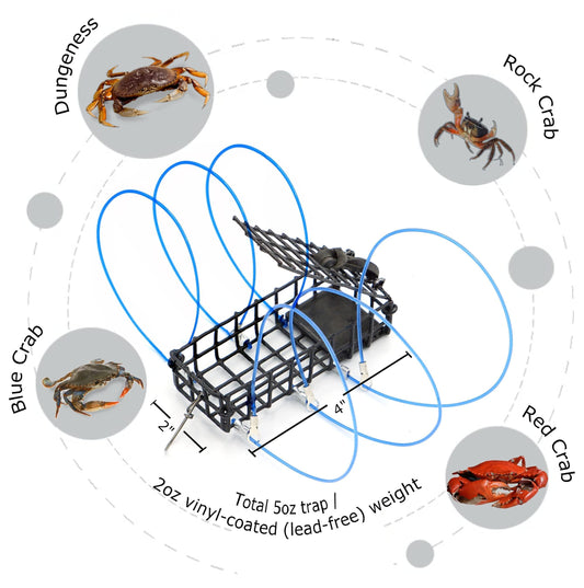 AirFly Heavy Surf 6-Loop Crab Trap for Fishing Poles – Lead-Free, USA-Made, Premium Durable Loops – Ideal for Dungeness, Blue, Rock Crabs