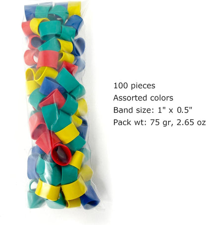AirFly Silicone Crab and Lobster Claw Bands, 100 Count Trial Pack, Made in USA - Red, Blue, Green & Yellow, FDA-Complian