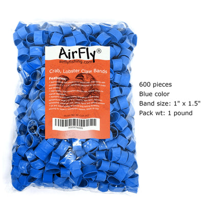 AirFly Crab and Lobster Claw Bands with Bander Tool - 600 Count USA-Made Silicone Bands, Blue, FDA-Compliant, Latex-Free