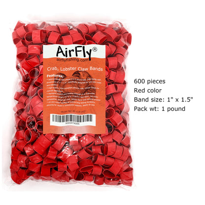 AirFly Crab and Lobster Claw Bands with Bander Tool - 600 Count USA-Made Silicone Bands, Red, FDA-Compliant, Latex-Free,