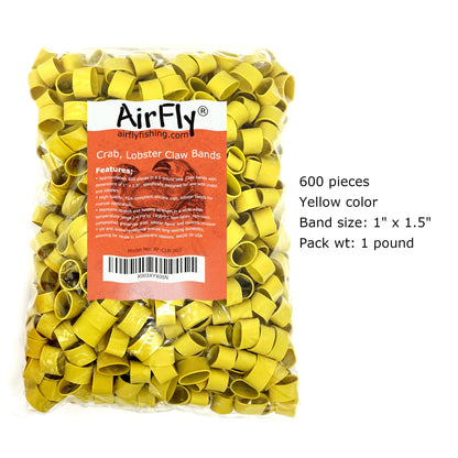 AirFly Crab and Lobster Claw Bands with Bander Tool - 600 Count USA-Made Silicone Bands, Yellow, FDA-Compliant, Latex-Fr