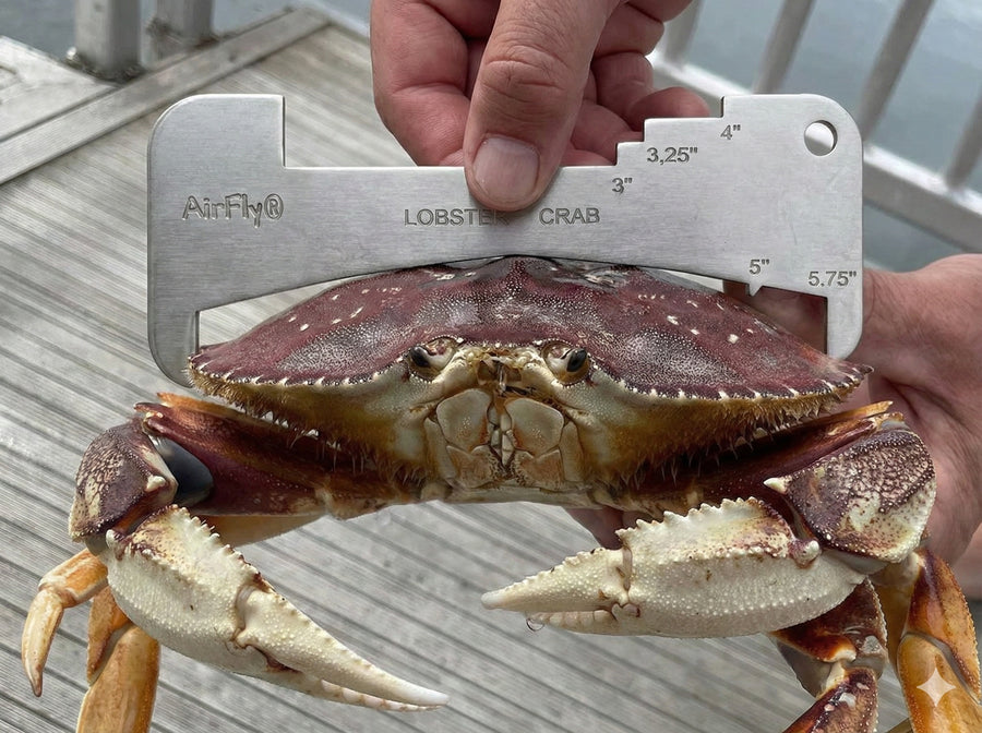 Bulk Sales /// AirFly Aluminum Crab & Lobster Gauge – All-in-One Measuring Tool for Dungeness, Blue, Rock Crab & Lobster (3” to 5-3/4”) – Rust-Resistant Ruler for CA, East Coast, Gulf & Canada – Designed in USA