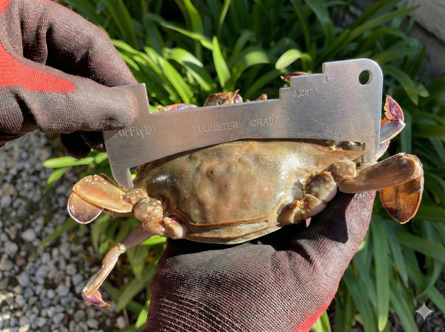 AirFly Aluminum Crab & Lobster Gauge – All-in-One Measuring Tool for Dungeness, Blue, Rock Crab & Lobster (3” to 5-3/4”) – Rust-Resistant Ruler for CA, East Coast, Gulf & Canada – Designed in USA