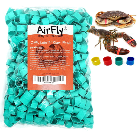 AirFly Silicone Crab and Lobster Claw Bands, 600 Count, Green, Made in USA - About 1 lb of 1 x 0.5 in Bands, FDA-Complia