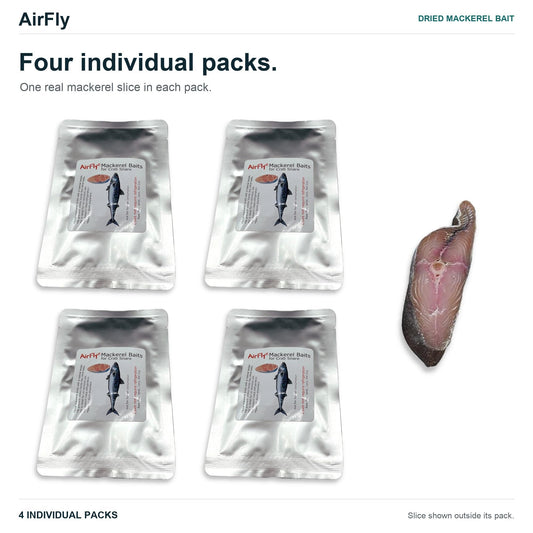 AirFly Dried Mackerel Fishing & Crab Bait, 4 Packs - Real Fish Bait for Crab Traps, Crab Snares & Hoop Nets, Ready to Us