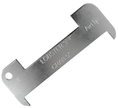 AirFly Aluminum Crab & Lobster Gauge, 5 in & 3¼ in Slots - Blue Crab, American & Spiny Lobster, Laser-Etched, 1 or 2 Pac