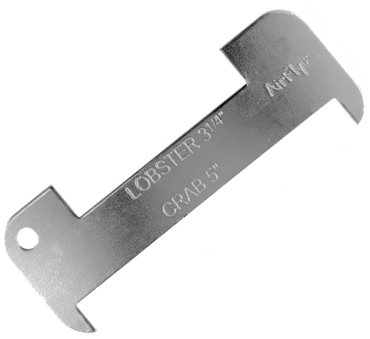 AirFly Aluminum Crab & Lobster Gauge, 5 in & 3¼ in Slots - Blue Crab, American & Spiny Lobster, Laser-Etched, 1 or 2 Pac