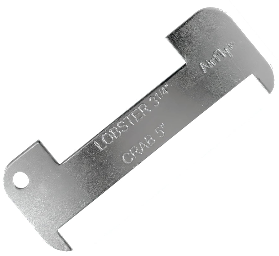 AirFly Aluminum Crab & Lobster Gauge, 5 in & 3¼ in Slots - Blue Crab, American & Spiny Lobster, Laser-Etched, 1 or 2 Pac