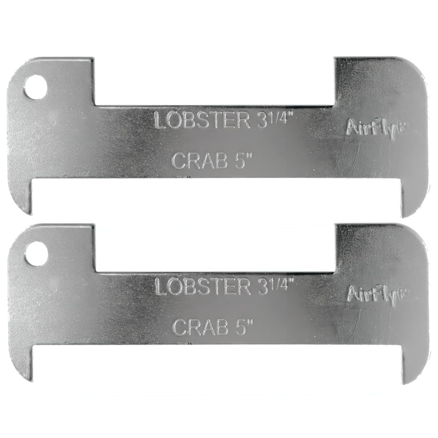 AirFly Aluminum Crab & Lobster Gauge, 5 in & 3¼ in Slots - Blue Crab, American & Spiny Lobster, Laser-Etched, 1 or 2 Pac