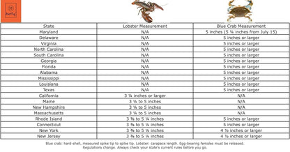 AirFly Aluminum Crab & Lobster Gauge, 5 in & 3¼ in Slots - Blue Crab, American & Spiny Lobster, Laser-Etched, 1 or 2 Pac