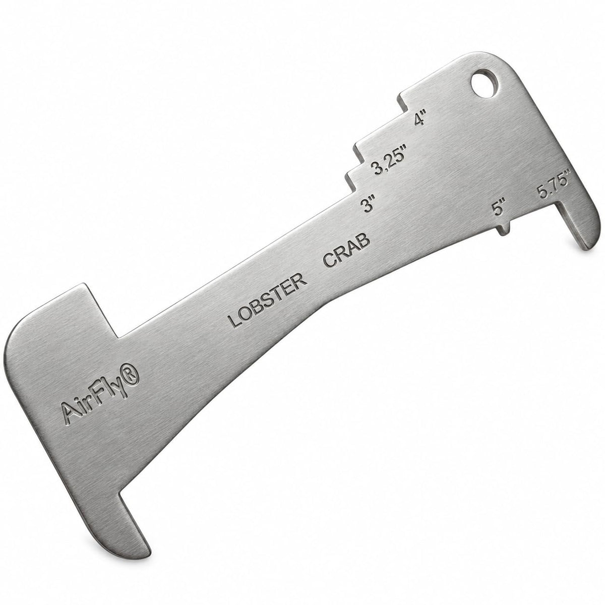 AirFly 5-in-1 Aluminum Crab and Lobster Gauge for Dungeness & Blue Crab - 5¾ in, 5 in, 3¼ in, 4 in & 3 in Openings, Lase