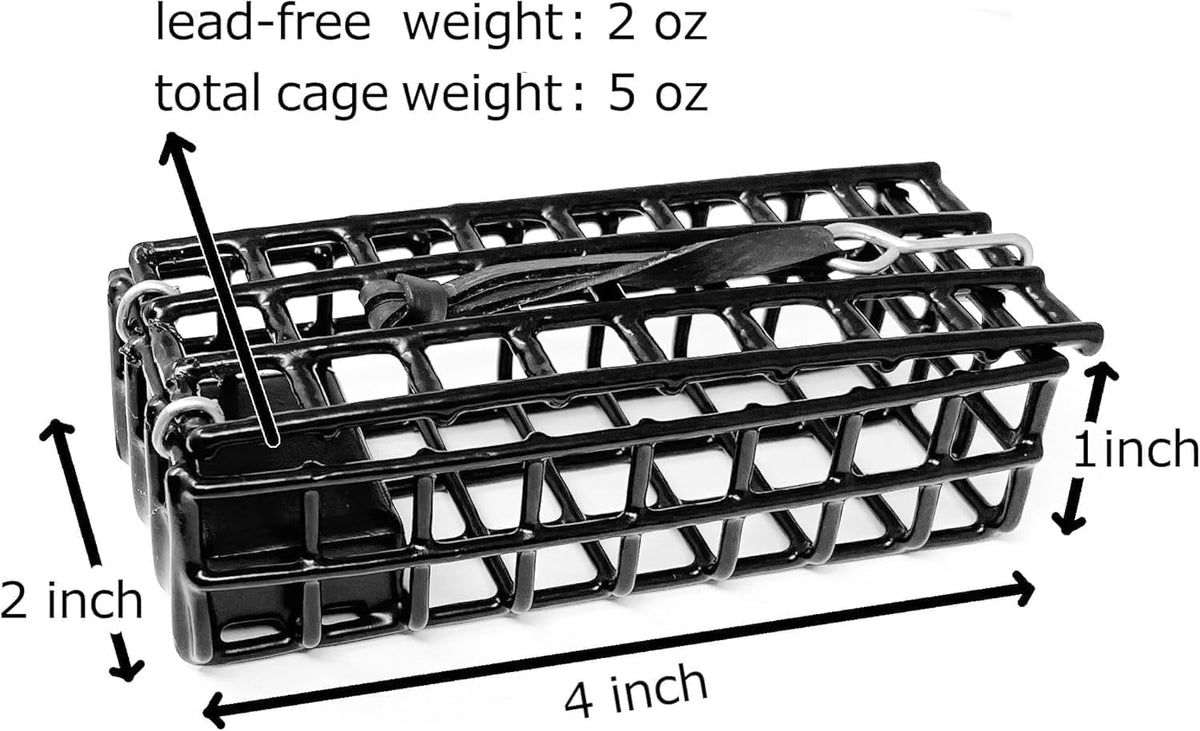 AirFly 3 Pack Weighted Crab Bait Cage, 4x2x1 in, Lead-Free 5 oz - For Throw Lines, Loop Traps, Crab Pots, Hoop Nets & Ri