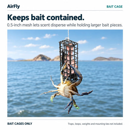 AirFly 3 Pack Weighted Crab Bait Cage, 4x2x1 in, Lead-Free 5 oz - For Throw Lines, Loop Traps, Crab Pots, Hoop Nets & Ri