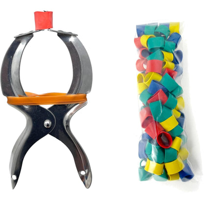 AirFly Crab and Lobster Claw Bands with Bander Tool, Starter Kit - 100 Assorted USA-Made Silicone Bands, FDA-Compliant, 