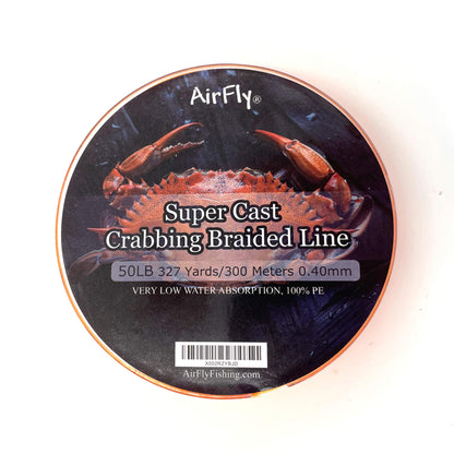 AirFly Braided Fishing Line for Castable Crab Traps, 50 lb, 328 yd, Orange - Low Stretch PE Braid for Piers, Jetties & S