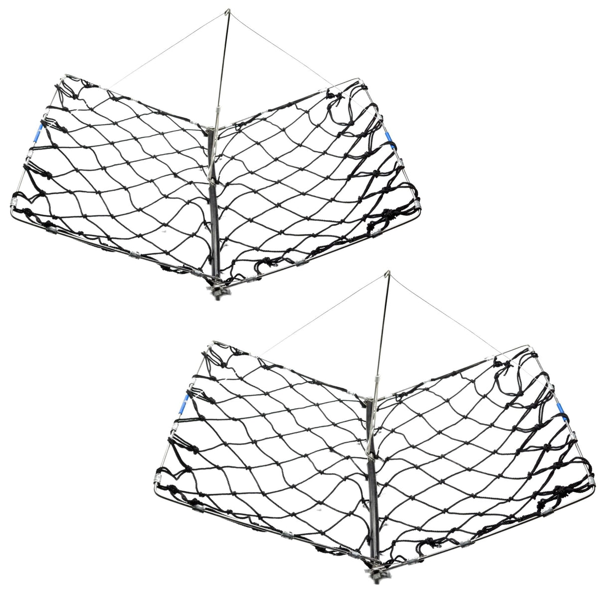 AirFly Castable Folding Crab Trap for Fishing Rod, Dungeness and Blue Crab - 2 Folding Traps with Built-in Bait Clips, F