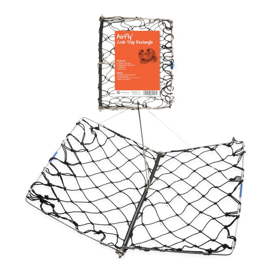 AirFly Castable Folding Crab Trap for Fishing Rod, Dungeness and Blue Crab - 2 Collapsible Traps with Bait Clips, Fish T
