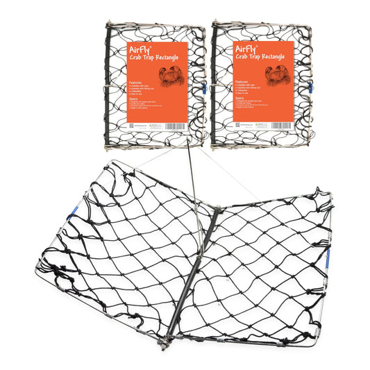 AirFly Castable Folding Crab Trap for Fishing Rod, Dungeness and Blue Crab - 3 Collapsible Traps with Bait Clips, Cover 