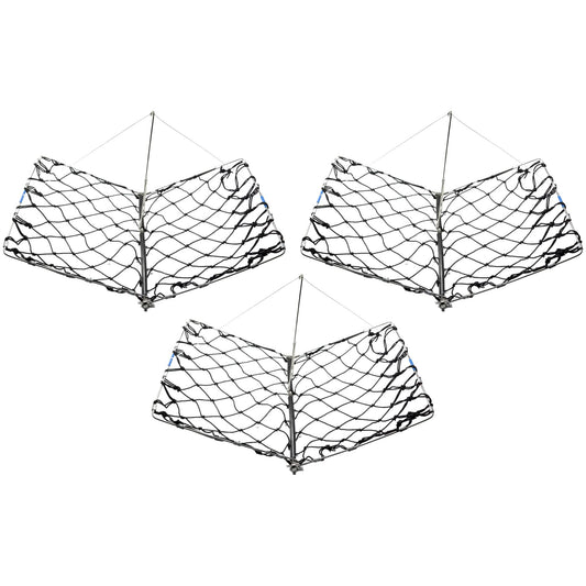 AirFly Castable Folding Crab Trap for Fishing Rod, Dungeness and Blue Crab - 3 Collapsible Traps with Bait Clips, Cover 