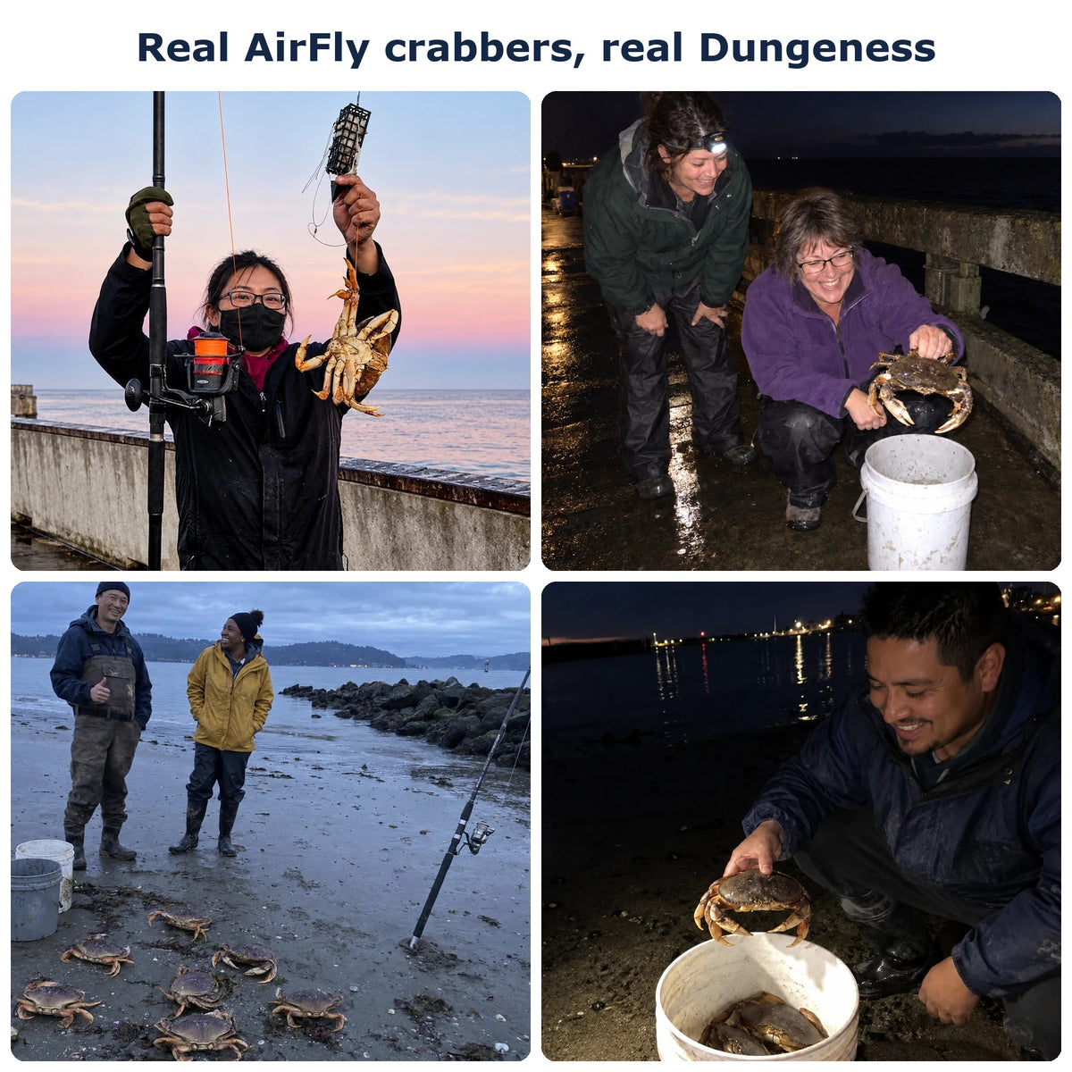 AirFly Heavy Surf Crab Snare 3-Pack - 6-Loop Weighted Castable Crab Traps with Spare Loops, Dungeness & Blue Crab