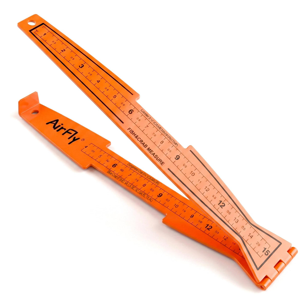 AirFly 32-Inch Folding Fish Measuring Board with Crab & Lobster Gauges - 5 in Blue Crab, 5¾ in Dungeness, 3¼ in Lobster,