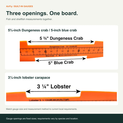 AirFly 32-Inch Folding Fish Measuring Board with Crab & Lobster Gauges - 5 in Blue Crab, 5¾ in Dungeness, 3¼ in Lobster,