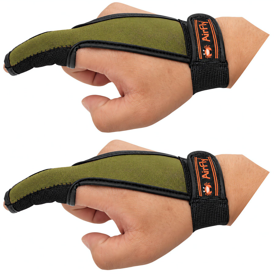 AirFly 2 Pack Surf Casting Glove, Single Finger Anti-Slip Protector - Open Tip, Takes Braid Off Your Finger, Adjustable 