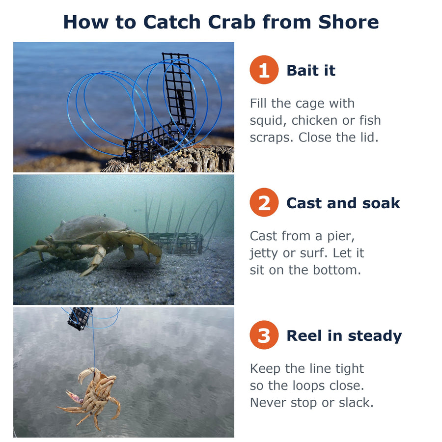 AirFly Crab Snare for Fishing Rod - 6-Loop Weighted Castable Dungeness & Blue Crab Trap, 1 or 2 Pack