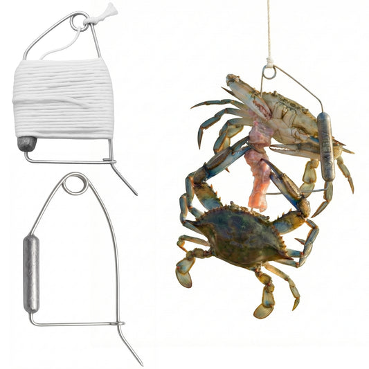 AirFly Crab Throw Line Kit, 3-Pack – 30 ft Heavy-Duty Cotton Hand Lines with Lead Sinkers – Perfect for Saltwater, Pier & Dock Blue Crabbing – Designed in USA